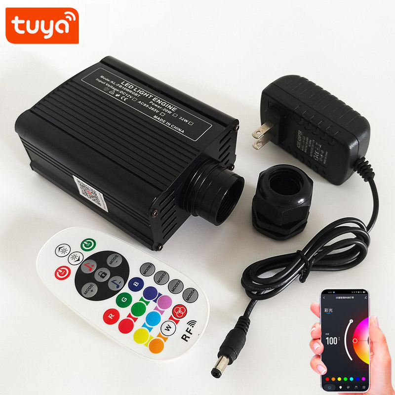 Tuya WiFi 16W RGB Fiber Optic Light Engine With RF 25Key LED Remote